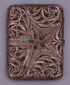 Портсигар сканевый со звездой, СССР, 1960-е гг., белый металл