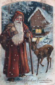 Старинная дореволюционная открытка, открытое письмо «С Рождеством Христовым!», Россия, начало 20 века