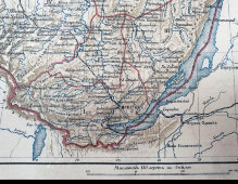 Старинная карта Иркутской губернии Российской империи, бумага, багет, н. 20 в.