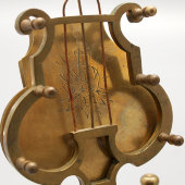 Старинная настольная подставка для нот, пюпитр «Лира», латунь, Европа, 1-я пол. 20 века