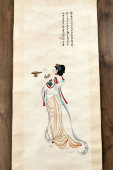 Старинный китайский свиток с девушкой, кон. 19 в.