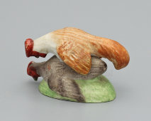 Антикварная статуэтка-миниатюра «Петух и курица», бисквит, Гарднер, 1880-90 гг.