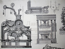 Старинная гравюра «Печатание тканей» 