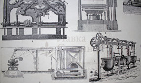 Старинная гравюра «Печатание тканей» 