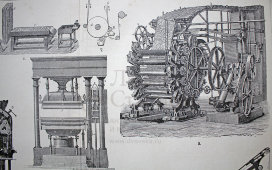 Старинная гравюра «Печатание тканей» 