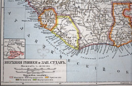 Старинная карта «Верхняя Гвинея и западный Судан», Большая энциклопедия, Россия, к. 19, н. 20 вв.