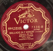 Шопен, «Баллада фа минор» исп.  Альфред Корто - пианино, 1920-е годы. Пластинка большого размера. Редкость! США. Victor Records