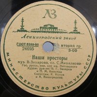 Исп. Русский народный хор им. Пятницкого: «Ходят двое над рекою» и «Наши просторы». Апрелевский завод. 1950-е гг.