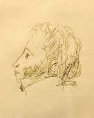 Графический портрет в профиль «А. С. Пушкин», паспарту, багет, стекло