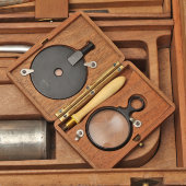 Большой старинный набор медицинских инструментов врача-хирурга в деревянном кейсе, компания «Дом Шарьер Коллен», Париж, Франция, г. Париж, 1900-й г.