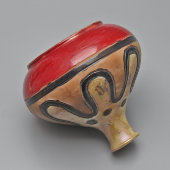 Старинная декоративная ваза с рельефным графическим узором в стиле модерн, майолика, Россия, нач. 20 в.