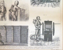 Комплект гравюр «Историческое развитие водолазного дела» и «Современный водолаз и его аппараты», Россия, н. 20 в.
