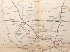 Старинная почтово-телеграфная карта Волынской губернии (Украина, Беларусь), картографич. зав. П. Ф. Петш, Санкт-Петербург, 1900-е