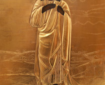 Старинная икона «Иоанн Предтеча», латунный оклад, Центральная Россия, 19 в.