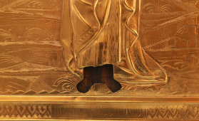 Старинная икона Иоанна Крестителя (Иоанн Предтеча), латунный оклад, Центральная Россия, 19 в.