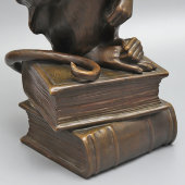Старинная кабинетная скульптура «Обезьяна на книгах», бронза, Европа, кон. 19 в.
