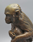 Старинная кабинетная скульптура «Обезьяна на книгах», бронза, Европа, кон. 19 в.