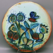 Авторское подписное настенное блюдо «Полевые цветы», керамика