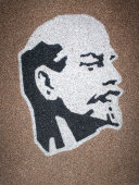 Портрет из мозаики «Владимир Ильич Ленин», мелкая морская галька, фанера, СССР, 1950-е