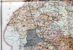 Старинная карта Енисейской губернии с указанием участков проживания и хозяйственной деятельности, бумага, Россия, 1912 г.