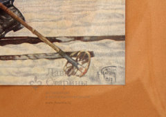 Репродукция картины «Нарком обороны СССР К. Е. Ворошилов на лыжной прогулке», художник И. И. Бродский, багет, 1937 г.