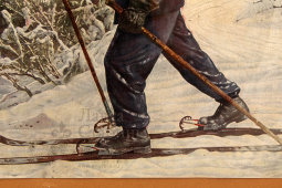 Репродукция картины «Нарком обороны СССР К. Е. Ворошилов на лыжной прогулке», художник И. И. Бродский, багет, 1937 г.