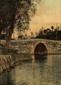 Китайская картинка «Каменный мост», шелкография, 1950-е