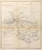 Старинная почтово-телеграфная карта Вятской губернии (Вятка, Киров), картографич. зав. П. Ф. Петш, Санкт-Петербург, 1900-е