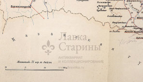 Старинная почтово-телеграфная карта Вятской губернии (Вятка, Киров), картографич. зав. П. Ф. Петш, Санкт-Петербург, 1900-е