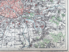 План окрестностей Парижа начала 20 в., бумага, багет