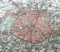 План окрестностей Парижа начала 20 в., бумага, багет