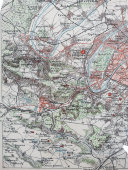 План окрестностей Парижа начала 20 в., бумага, багет