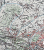 План окрестностей Парижа начала 20 в., бумага, багет