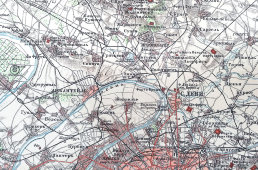 План окрестностей Парижа начала 20 в., бумага, багет