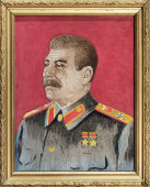Вышивной портрет И. В. Сталина, ткань, нитки, СССР, 1940-е