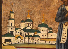 Старинная деревянная икона «Святой Симеон Верхотурский», Урал, кон. 19 в.