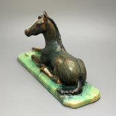 Статуэтка «Конь», обливная керамика Гжели, 1950-60 гг.