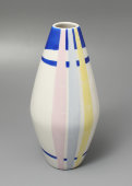 Редкая фарфоровая ваза с цветным геометрическим декором, ЛФЗ, 1950-60 гг.