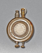 Старинная рабочая зажигалка со вставленными царскими монетами 15 копеек 1905 года, сталь, серебро, Россия, 1900-е