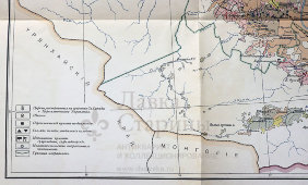 Старинная карта Иркутской губернии с указанием участков проживания и хозяйственной деятельности, бумага, Россия, 1912 г.