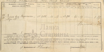 Старинный окладной лист на недвижимое имение, квитанция об уплате налога на недвижимость в Российской империи, 1904 г.