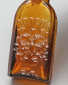 Маленький старинный бутылёк, флакон с двуглавым орлом и надписью «Аптека», цветное стекло, Россия, до 1917 г.