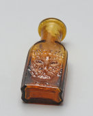 Маленький старинный бутылёк, флакон с двуглавым орлом и надписью «Аптека», цветное стекло, Россия, до 1917 г.