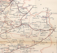 Старинная почтово-телеграфная карта Гродненской губернии (Беларусь, Польша, Литва, Украина), картографич. зав. П. Ф. Петш, Санкт-Петербург, 1900-е