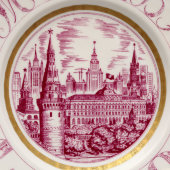 Сувенирная тарелка «Москва 1980», фарфор ЛФЗ