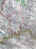 Старинная карта Сибири, бумага, багет, Российская империя, н. 20 в.