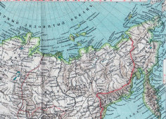 Старинная карта Сибири, бумага, багет, Российская империя, н. 20 в.