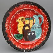 Авторская декоративная тарелка «Натюрморт», автор Гагнидзе О. П., Конаково, 1997 г.
