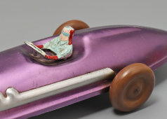 Детская заводная (инерционная) металлическая гоночная машинка, СССР, 1960-е