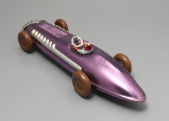 Детская заводная (инерционная) металлическая гоночная машинка, СССР, 1960-е